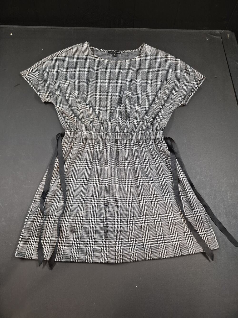 Vintage Signature Studios Tunic/Dress Black &White Houndstooth Plaid Medium